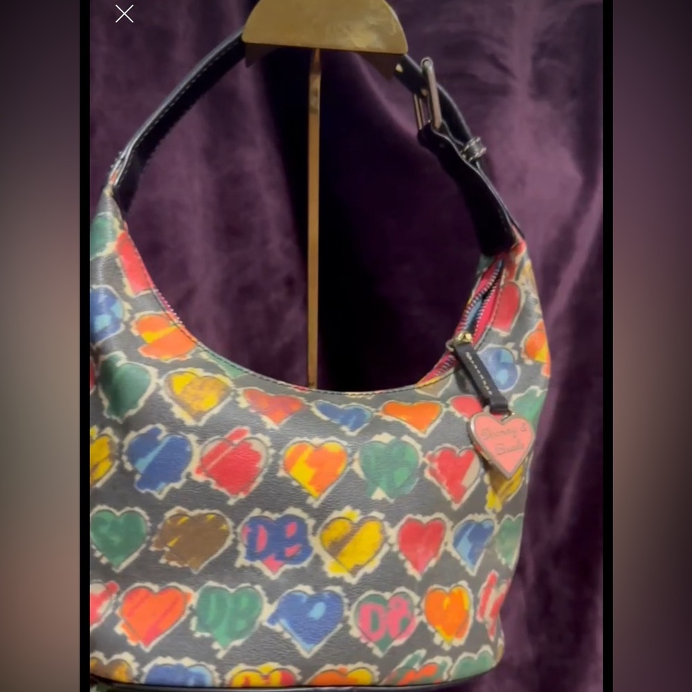 DOONEY And BOURKE Vintage Scribbl Hearts Bag With Wallet 2fer EUC